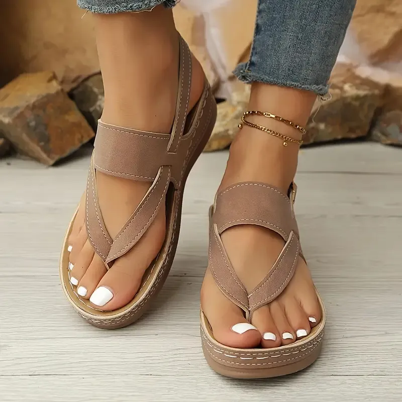 🔥Summer Best Seller 🔥Women'S Casual Flip-Flops - Soft Sole Wedge Sandals with Adjustable Buckle Straps - Image 4