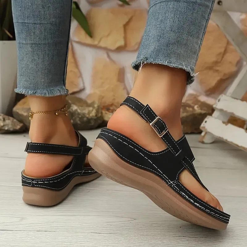🔥Summer Best Seller 🔥Women'S Casual Flip-Flops - Soft Sole Wedge Sandals with Adjustable Buckle Straps - Image 7